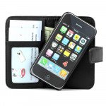 Wholesale iPhone 4 4S Seperable 2 in1 Flip Leather Wallet Case (Black)